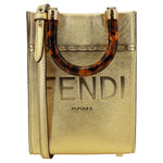 FENDI Sunshine Mini Leather Shopper Tote Bag Gold