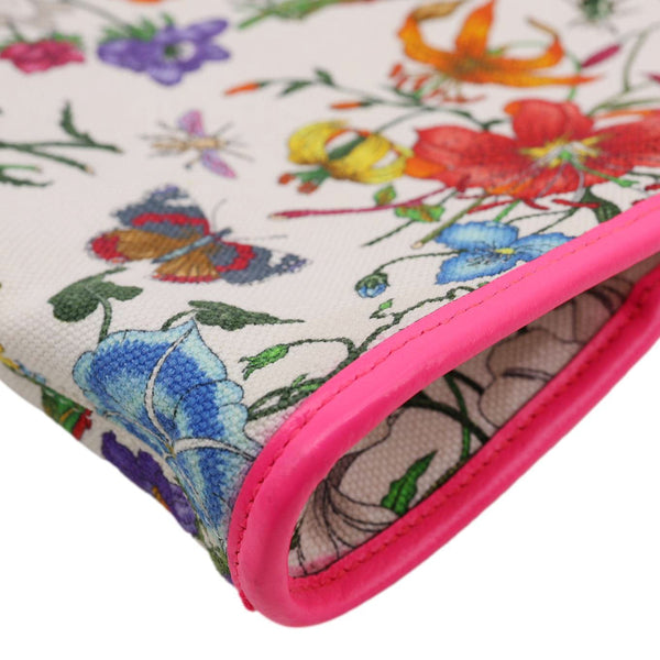 GUCCI Floral Rajah Large Canvas Leather Chain Tote Bag Multicolor 537219