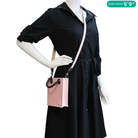 LOUIS VUITTON Petit Sac Plat Epi Leather Crossbody Bag Pink