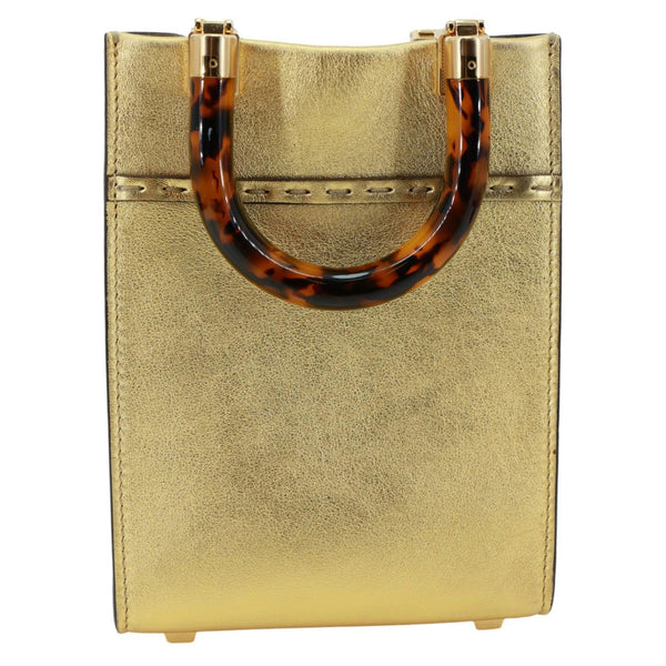 FENDI Sunshine Mini Leather Shopper Tote Bag Gold
