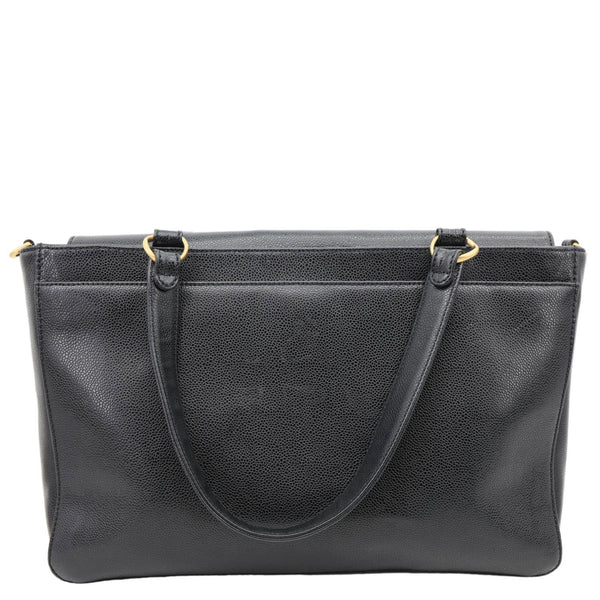 CHANEL Vintage Grained Leather Shoulder Bag Tote Bag Black