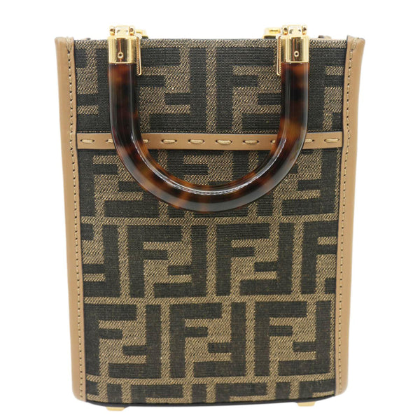 FENDI Sunshine Mini Zucca FF Canvas Shopper Tote Bag Brown