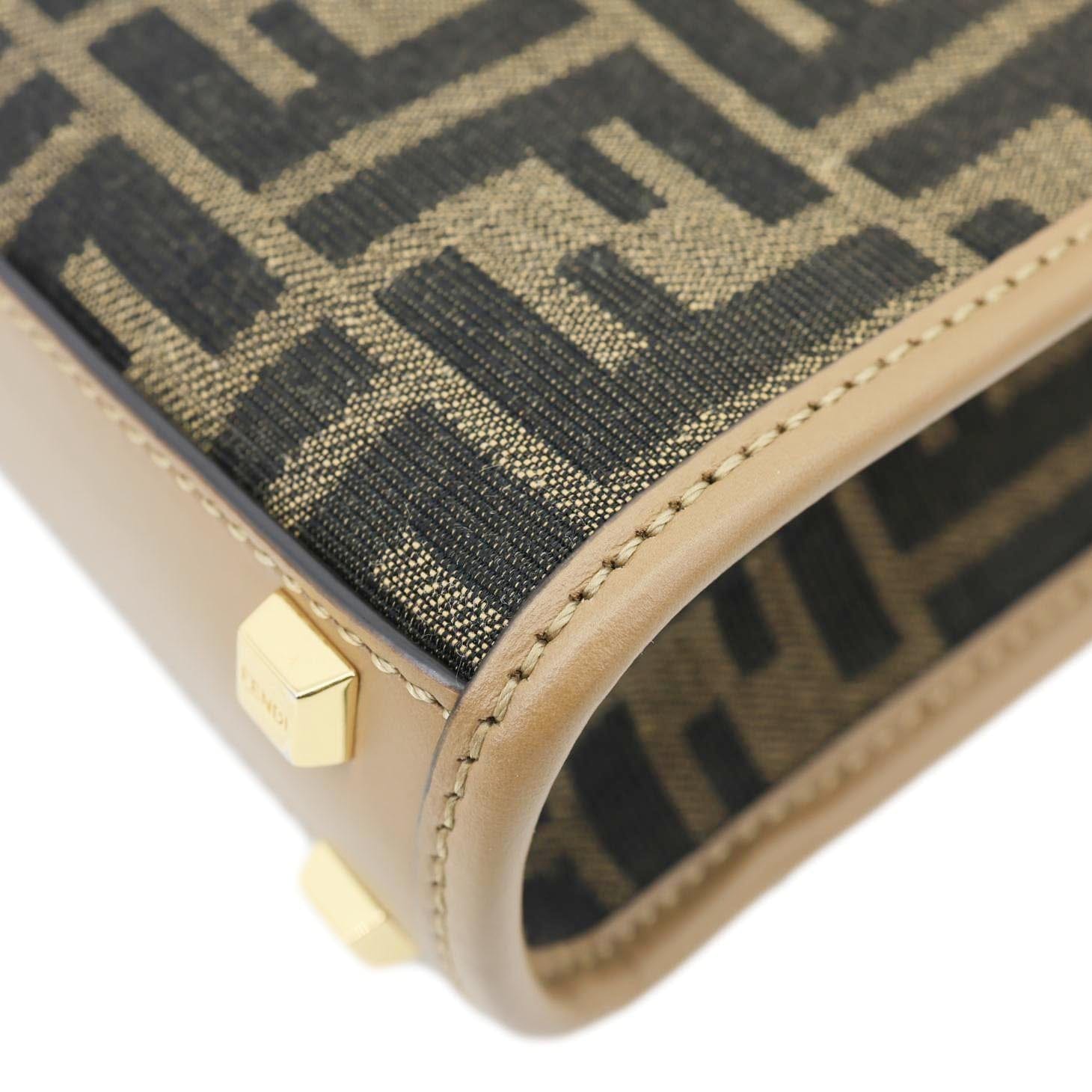 FENDI Sunshine Mini Zucca FF Canvas Shopper Tote Bag Brown