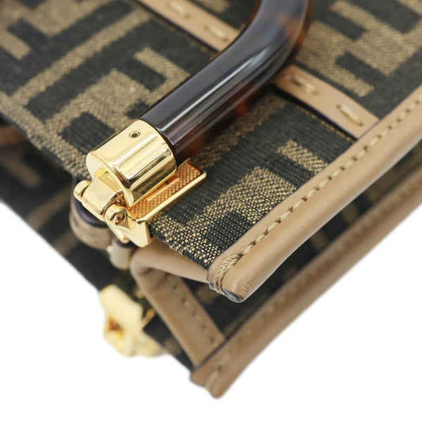 FENDI Sunshine Mini Zucca FF Canvas Shopper Tote Bag Brown