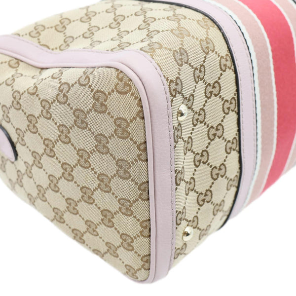 GUCCI Joy Vintage Web Medium GG Canvas Boston Bag Ebony 274205