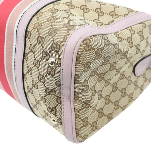 GUCCI Joy Vintage Web Medium GG Canvas Boston Bag Ebony 274205