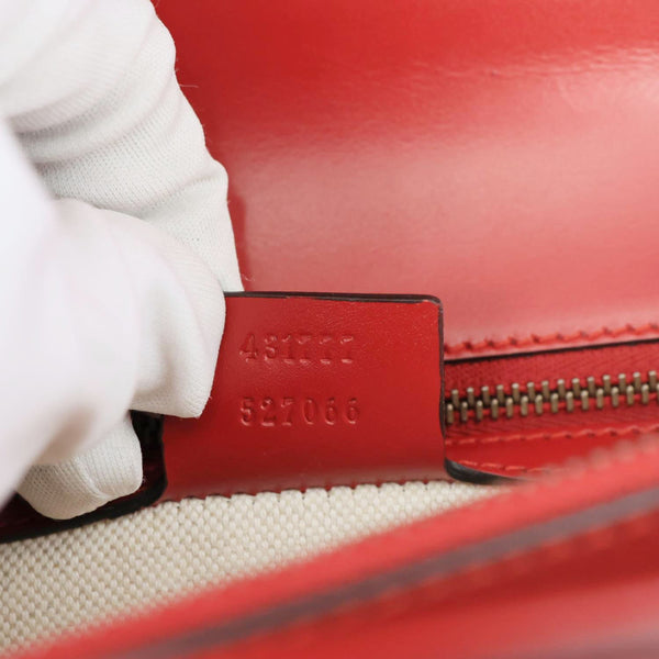 GUCCI GG Marmont Knight Medium Calfskin Leather Chain Shoulder Bag Red 431777