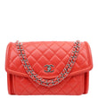CHANEL Geometric Flap Large Lambskin Quilted Leather Crossbody Bag Red