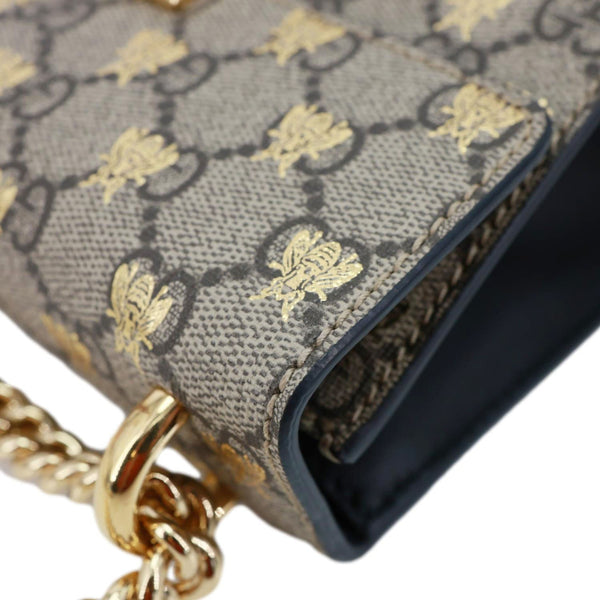 GUCCI Padlock Small GG Supreme Bees Canvas Shoulder Bag Beige 409487