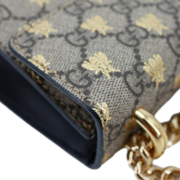 GUCCI Padlock Small GG Supreme Bees Canvas Shoulder Bag Beige 409487