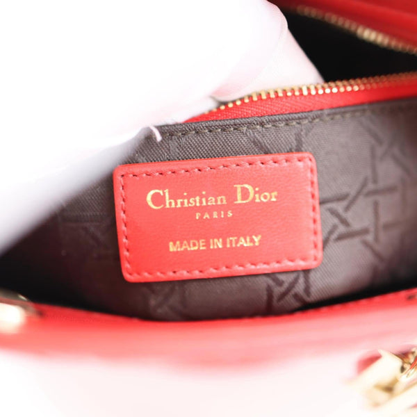 CHRISTIAN DIOR Lady Dior My ABCDior Small Cannage Leather Shoulder Bag Red