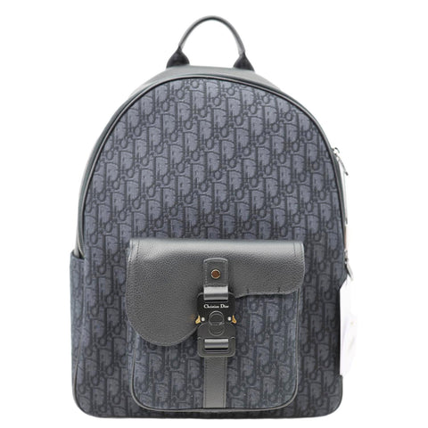 CHRISTIAN DIOR Saddle Oblique Jacquard Canvas Zip Backpack Black