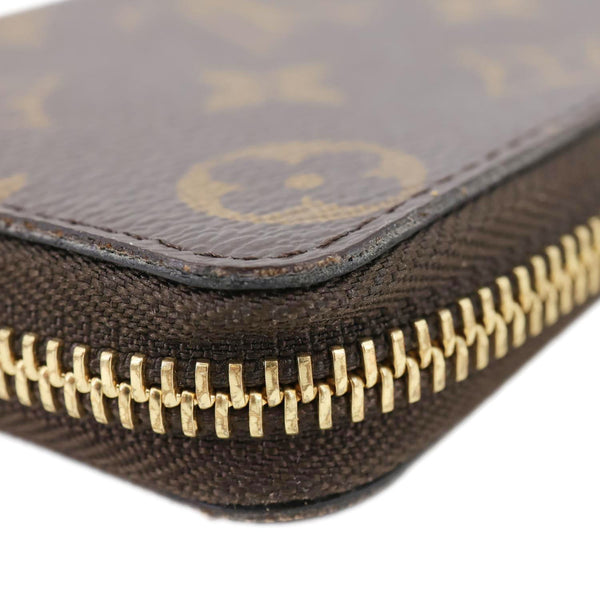 LOUIS VUITTON Clemence Monogram Canvas Zippy Wallet Brown
