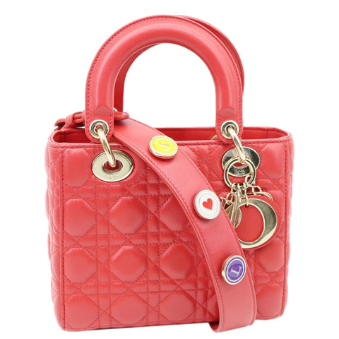 CHRISTIAN DIOR Lady Dior My ABCDior Small Cannage Leather Shoulder Bag Red