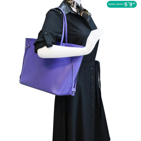 LOUIS VUITTON Neverfull MM Epi Leather Tote Shoulder Bag Purple