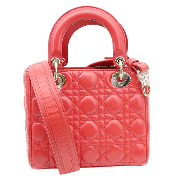 CHRISTIAN DIOR Lady Dior My ABCDior Small Cannage Leather Shoulder Bag Red