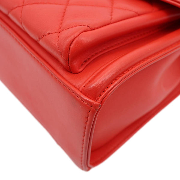 CHANEL Geometric Flap Large Lambskin Quilted Leather Crossbody Bag Red