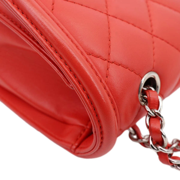 CHANEL Geometric Flap Large Lambskin Quilted Leather Crossbody Bag Red