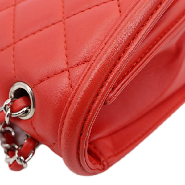 CHANEL Geometric Flap Large Lambskin Quilted Leather Crossbody Bag Red