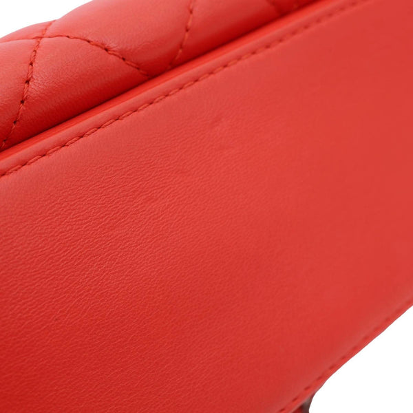 CHANEL Geometric Flap Large Lambskin Quilted Leather Crossbody Bag Red