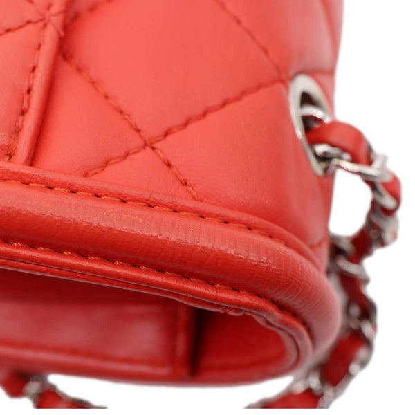 CHANEL Geometric Flap Large Lambskin Quilted Leather Crossbody Bag Red