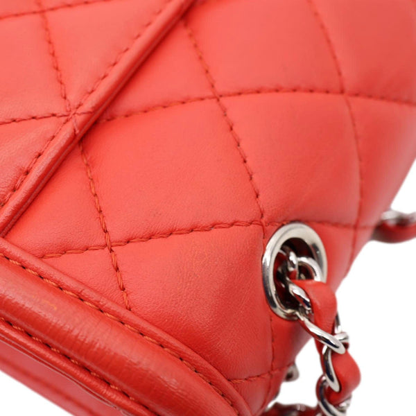 CHANEL Geometric Flap Large Lambskin Quilted Leather Crossbody Bag Red