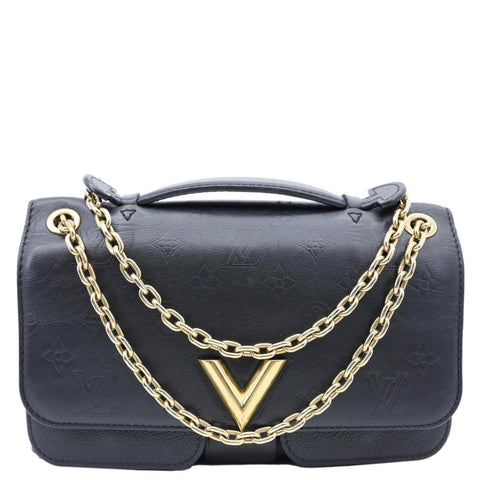 LOUIS VUITTON Very Chain Monogram Leather Chain  Crossbody  Bag Black
