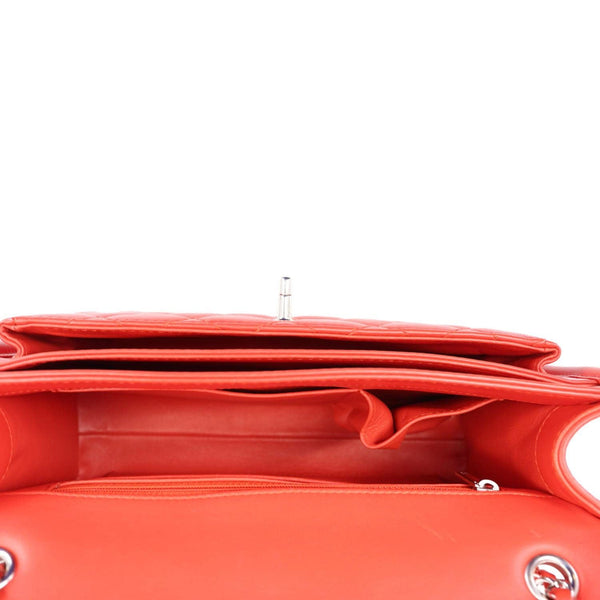 CHANEL Geometric Flap Large Lambskin Quilted Leather Crossbody Bag Red