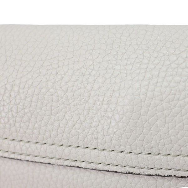 GUCCI Soho Flap Leather Chain Crossbody Bag Off White 536224