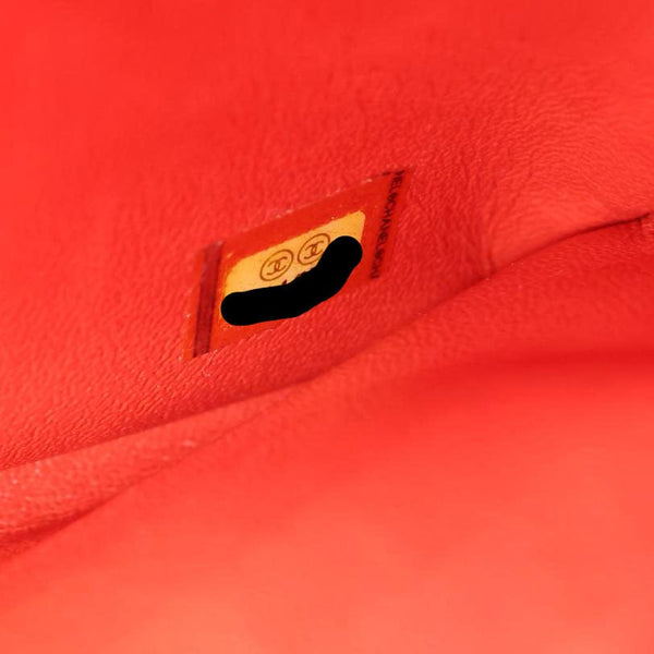 CHANEL Geometric Flap Large Lambskin Quilted Leather Crossbody Bag Red