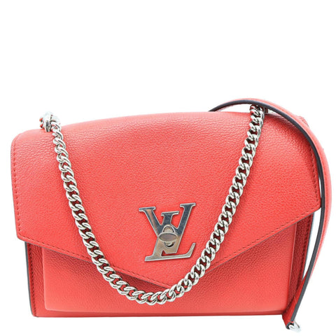 LOUIS VUITTON Lockme BB Taurillon Leather Chain Shoulder Bag Red