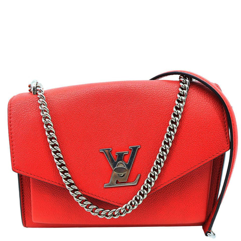 LOUIS VUITTON Lockme BB Taurillon Leather Chain Shoulder Bag Red