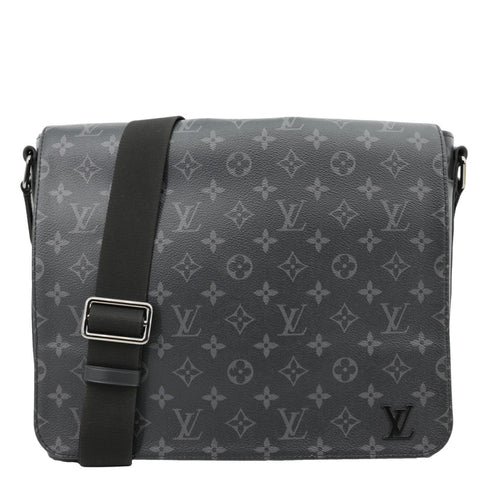 LOUIS VUITTON District MM Monogram Eclipse Messenger Bag Black
