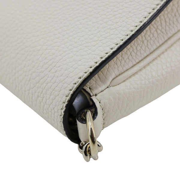 GUCCI Soho Flap Leather Chain Crossbody Bag Off White 536224