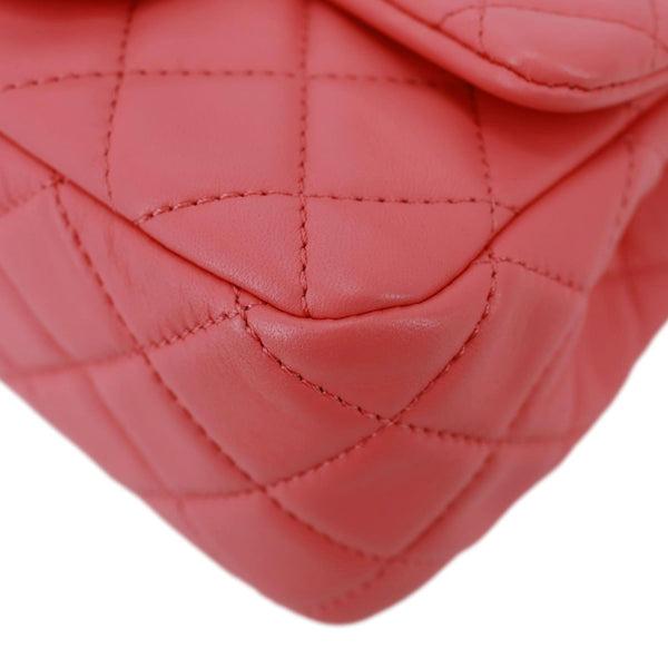 CHANEL Pearl Crush Square Flap Mini Quilted Lambskin Leather Shoulder Bag Pink