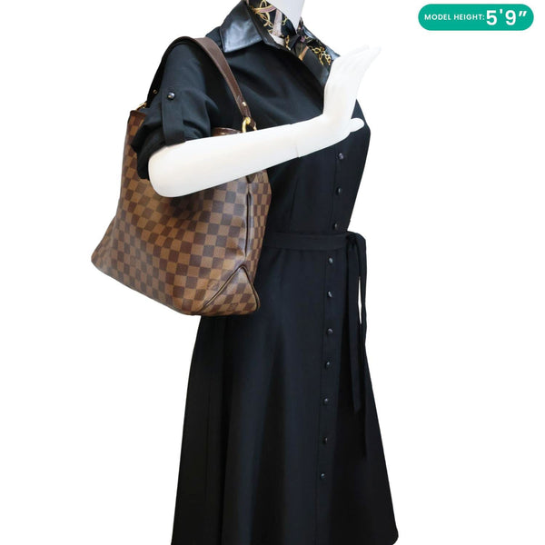LOUIS VUITTON Delightful PM Damier Ebene Hobo Bag Brown