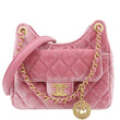 CHANEL Wavy CC Small Velvet Hobo Bag Pink