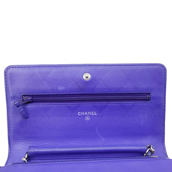 CHANEL Fancy CC Quilted Calfskin Leather Wallet On Chain Bag Royal blue