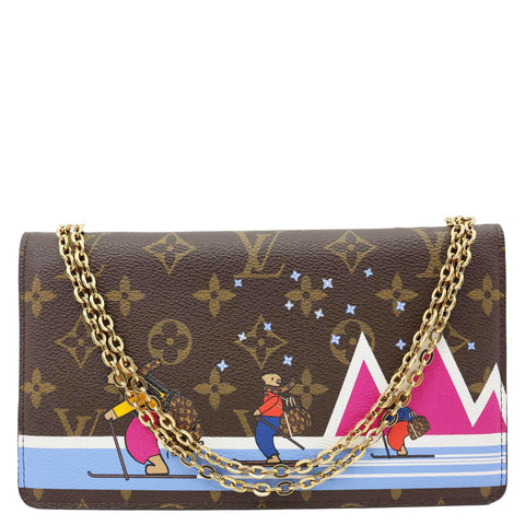 LOUIS VUITTON Weekend Christmas Animation Pochette Monogram Canvas Crossbody Bag Brown