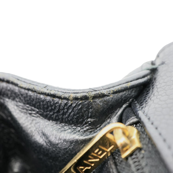 CHANEL Classic Flap Quilted Caviar Leather Shoulder Bag Black