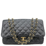 CHANEL Classic Flap Quilted Caviar Leather Shoulder Bag Black