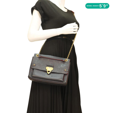 LOUIS VUITTON Vavin PM Monogram Empreinte Leather Shoulder Bag Navy Blue