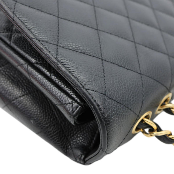 CHANEL Classic Flap Quilted Caviar Leather Shoulder Bag Black
