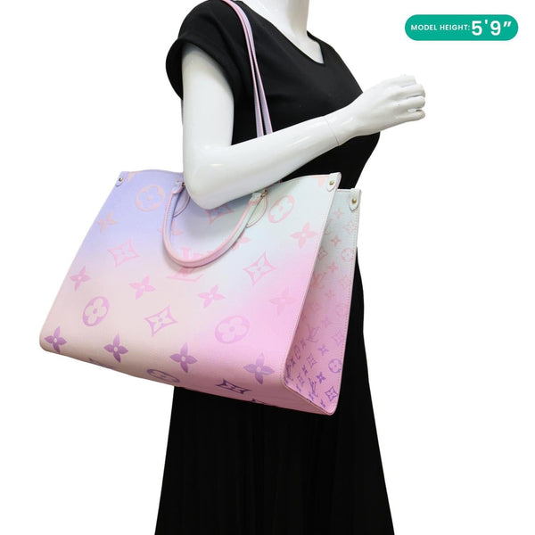 LOUIS VUITTON Onthego GM Monogram Giant Canvas Tote Bag Sunrise Pastel