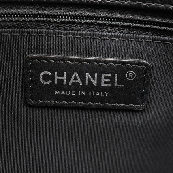 CHANEL City Rock Quilted Caviar Leather Shopping Tote Bag Black