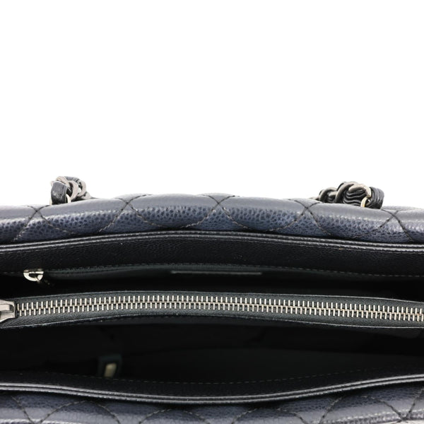 CHANEL City Rock Quilted Caviar Leather Shopping Tote Bag Black