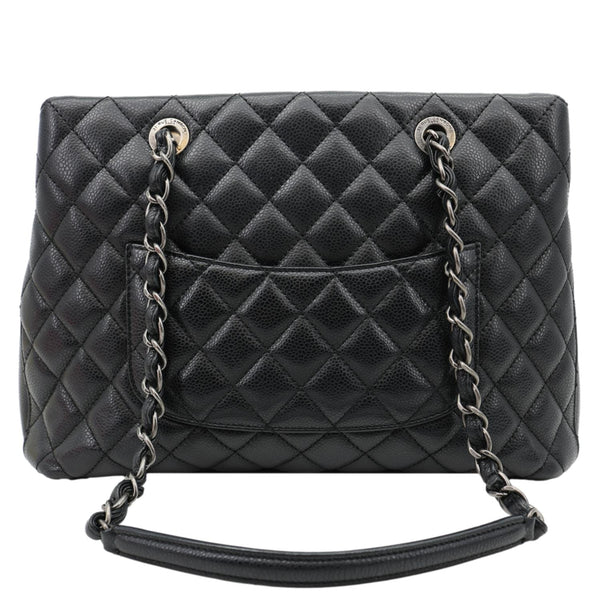 CHANEL City Rock Quilted Caviar Leather Shopping Tote Bag Black
