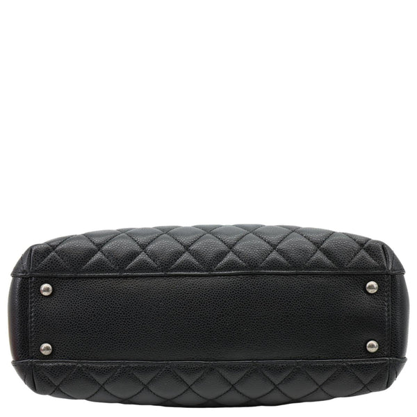CHANEL City Rock Quilted Caviar Leather Shopping Tote Bag Black