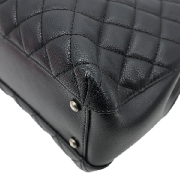 CHANEL City Rock Quilted Caviar Leather Shopping Tote Bag Black