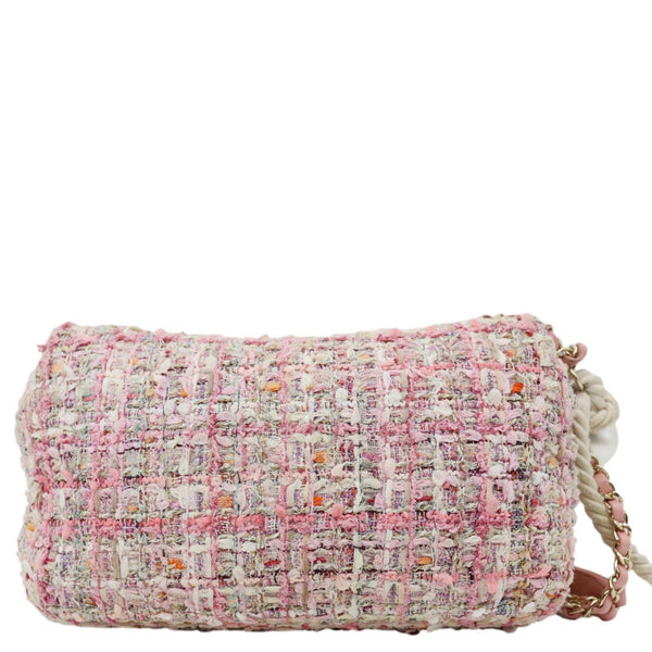 Chanel Pearl Flap Mini Pink Tweed Top Handle Shoulder Bag - Back